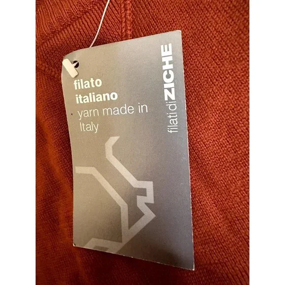 Guy Risoldi 100% Pure Italian Merino Wool Men's Sweater, Size M, Orange, NWT - Picture 12 of 15